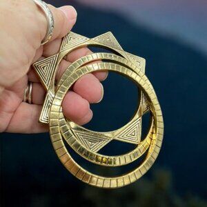 Forever 21 Gold Tone Boho Gypsy Chic Triangle Bangle Bracelets Lot of 3